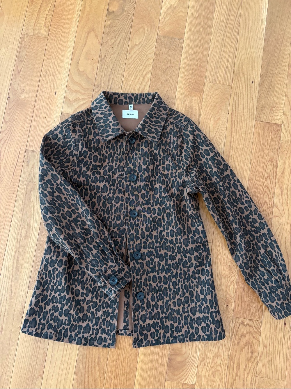 Leopard Print Button-Up Jacket - Brown & Black